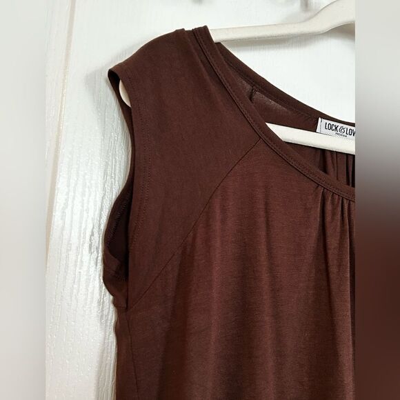 Lock & Love brown‎ Short sleeve Top XL rayon made in USA EUC - Picture 5 of 12